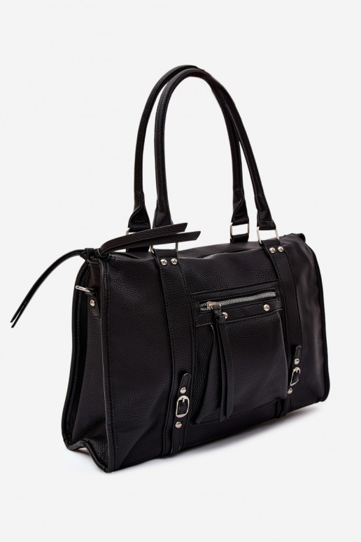 Grande bolsa de couro sintético preta Nolita