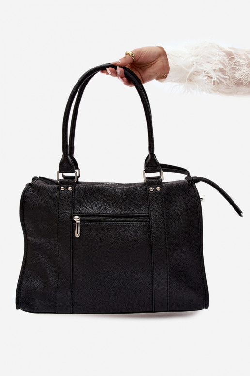 Grande bolsa de couro sintético preta Nolita
