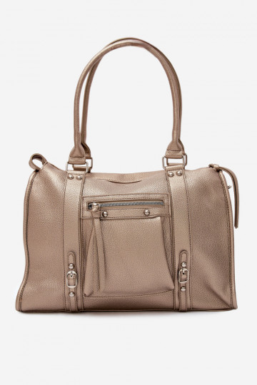 Grande bolsa de couro sintético dourada Nolita