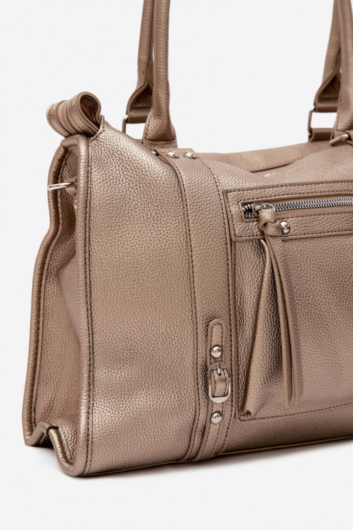 Grande bolsa de couro sintético dourada Nolita