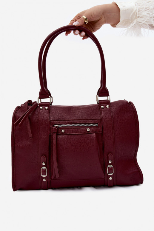 Grande bolsa de couro sintético cor bordô Nolita