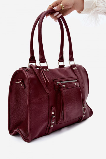 Grande bolsa de couro sintético cor bordô Nolita 2