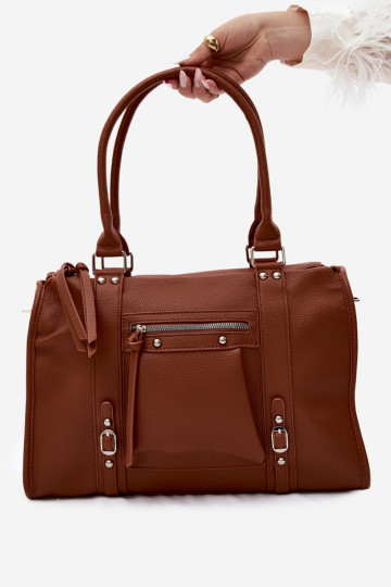 Grande bolsa de couro sintético marrom Nolita