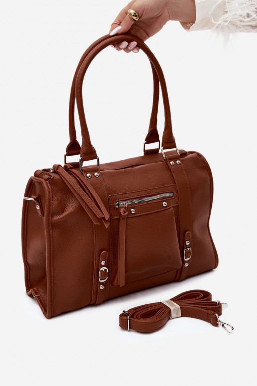 Grande bolsa de couro sintético marrom Nolita