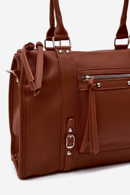 Grande bolsa de couro sintético marrom Nolita