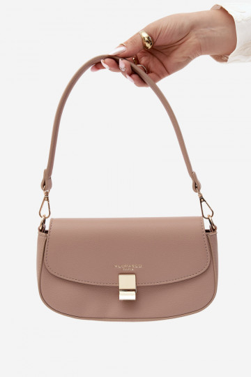 Pequena bolsa de couro sintético cor marfim Acacia