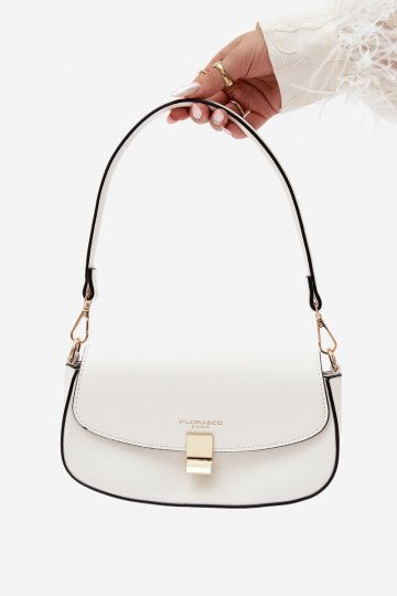 Pequena bolsa de couro sintético branca Acacia