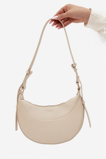 Pequena bolsa de couro sintético areia clara Miri