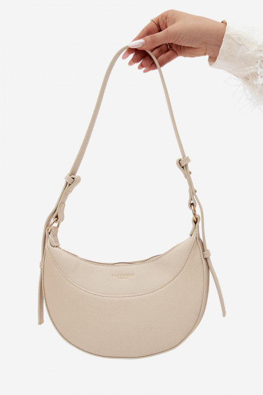 Pequena bolsa de couro sintético areia clara Miri