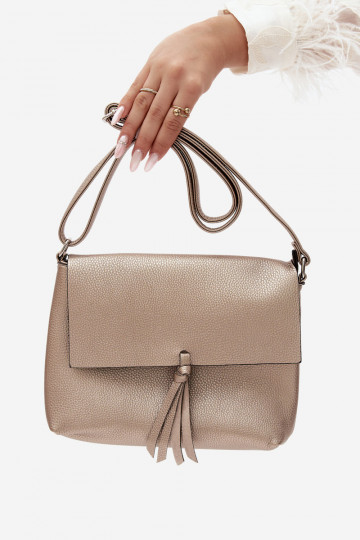 Bolsa estilo carteiro de couro sintético dourado Sigrid