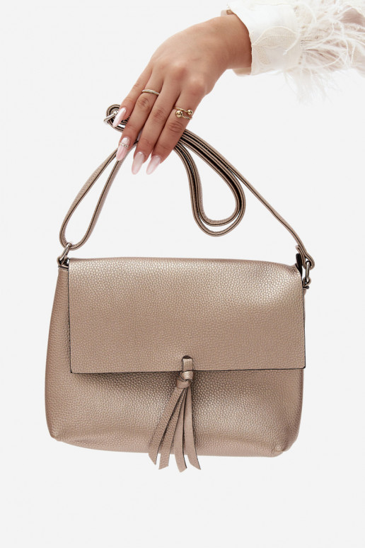 Bolsa estilo carteiro de couro sintético dourado Sigrid