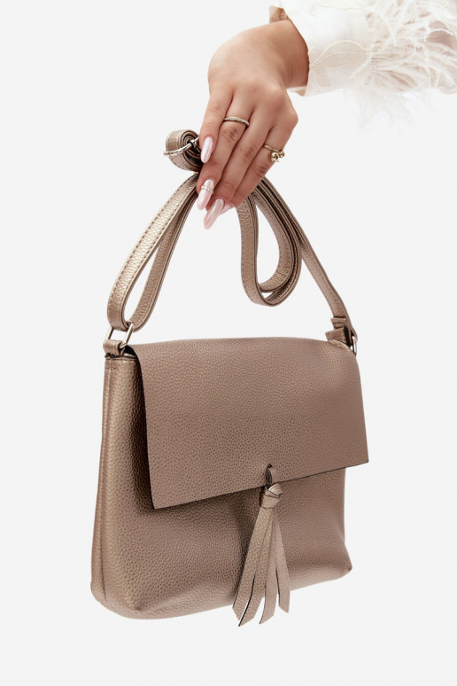 Bolsa estilo carteiro de couro sintético dourado Sigrid