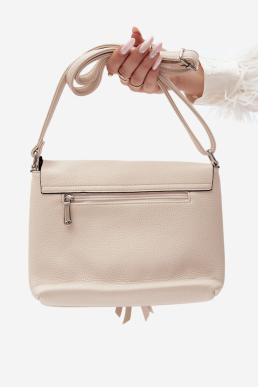 Bolsa de carteiro com franjas em couro sintético areia clara Sigrid