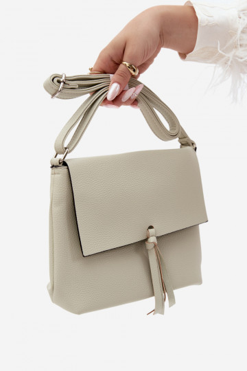 Bolsa de carteiro com franjas em couro sintético verde menta Sigrid 2