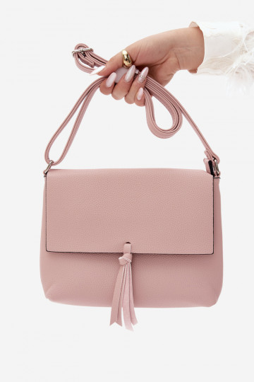 Bolsa de carteiro com franjas em couro sintético rosa Sigrid