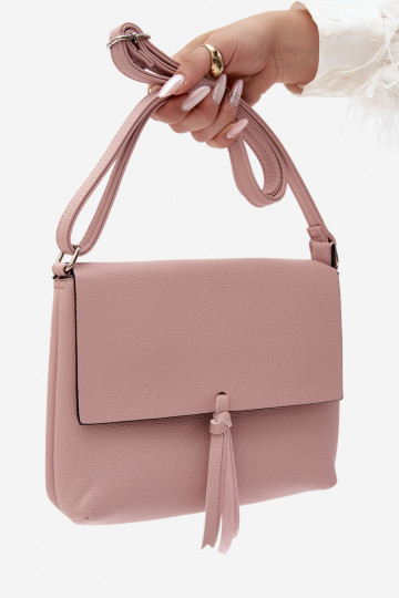 Bolsa de carteiro com franjas em couro sintético rosa Sigrid 2