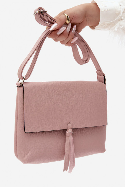 Bolsa de carteiro com franjas em couro sintético rosa Sigrid