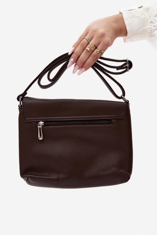 Bolsa de carteiro com franjas em couro sintético chocolate Sigrid