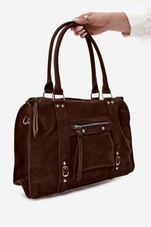 Grande bolsa em camurça sintética na cor chocolate Nolita