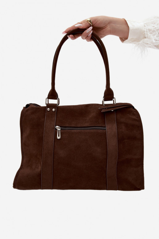 Grande bolsa em camurça sintética na cor chocolate Nolita