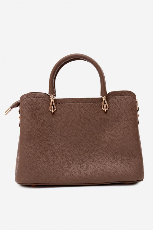 Bolsa em couro sintético com chaveiro e motivos florais na cor argila Noomi