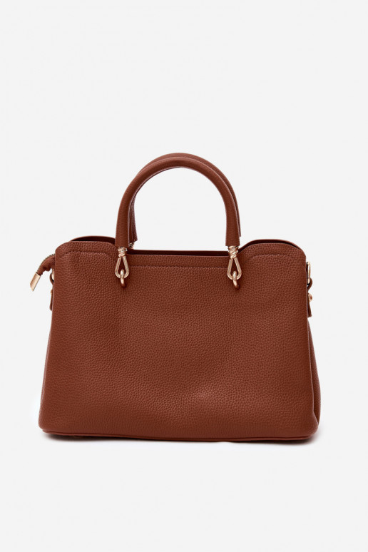 Bolsa em couro sintético com chaveiro e motivos florais na cor marrom Noomi