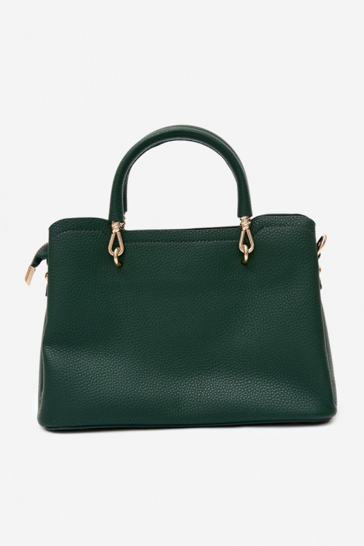 Bolsa com chaveiro de couro sintético com motivos florais em verde garrafa Noomi