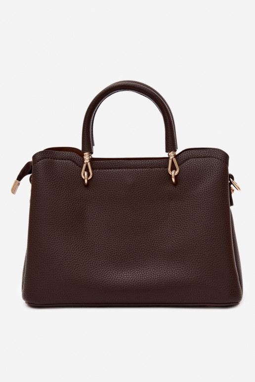 Bolsa com chaveiro de couro sintético com motivos florais em chocolate Noomi
