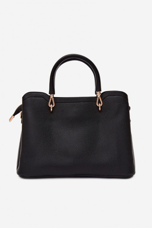 Bolsa com chaveiro de camurça sintética com motivos florais em preto Noomi