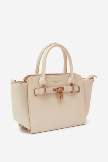 Bolsa tipo de couro sintético em areia clara Odelia 2