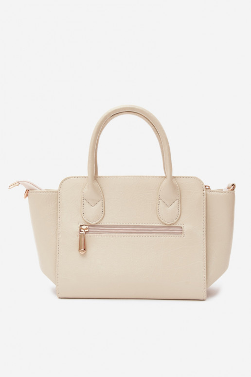 Bolsa tipo de couro sintético em areia clara Odelia