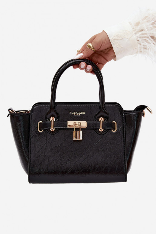 Bolsa tipo de couro sintético em preto Odelia