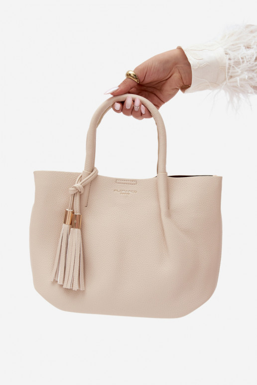 Bolsa de couro sintético em areia clara Fleece