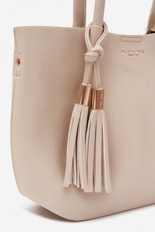 Bolsa de couro sintético em areia clara Fleece