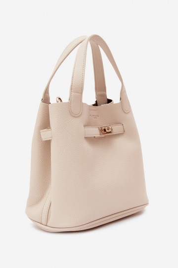 Bolsa com necessaire em couro sintético areia Crumble 2