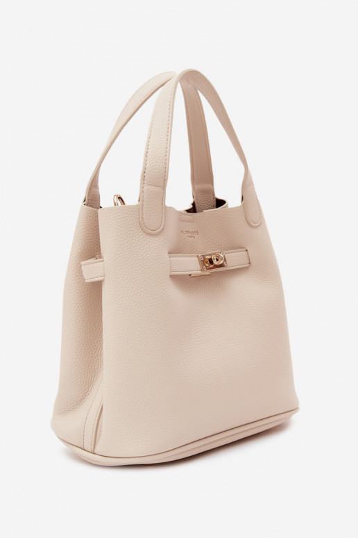 Bolsa com necessaire em couro sintético areia Crumble
