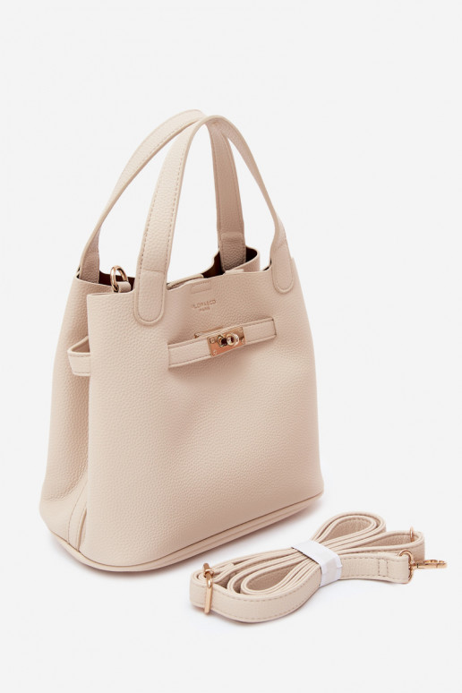 Bolsa com necessaire em couro sintético areia Crumble