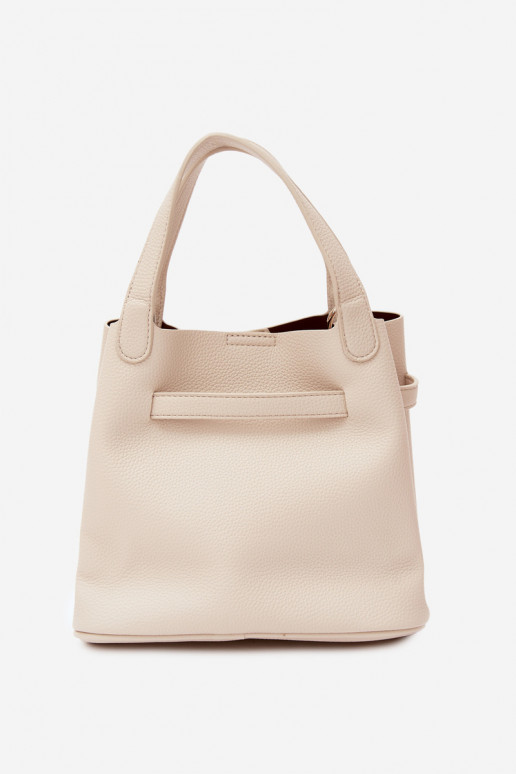 Bolsa com necessaire em couro sintético areia Crumble