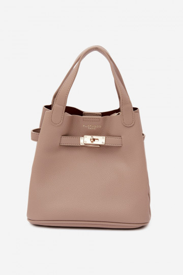 Bolsa com necessaire em couro sintético marfim Crumble