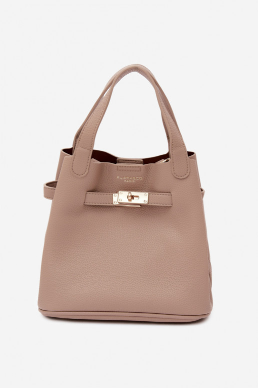 Bolsa com necessaire em couro sintético marfim Crumble