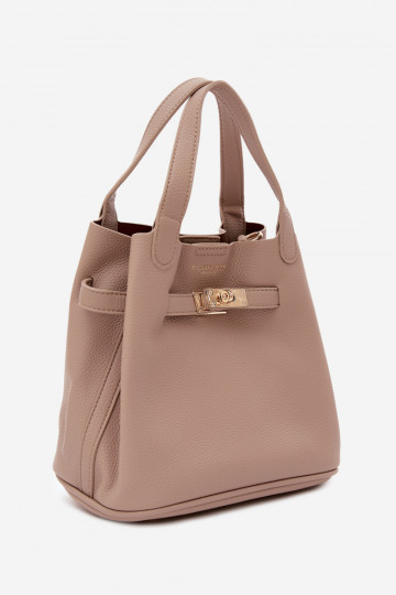 Bolsa com necessaire em couro sintético marfim Crumble 2