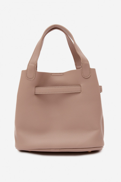 Bolsa com necessaire em couro sintético marfim Crumble