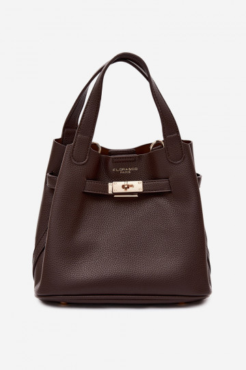 Bolsa com necessaire em couro sintético chocolate Crumble