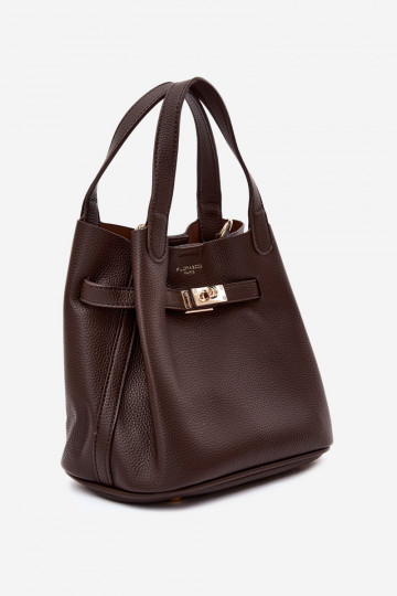 Bolsa com necessaire em couro sintético chocolate Crumble 2