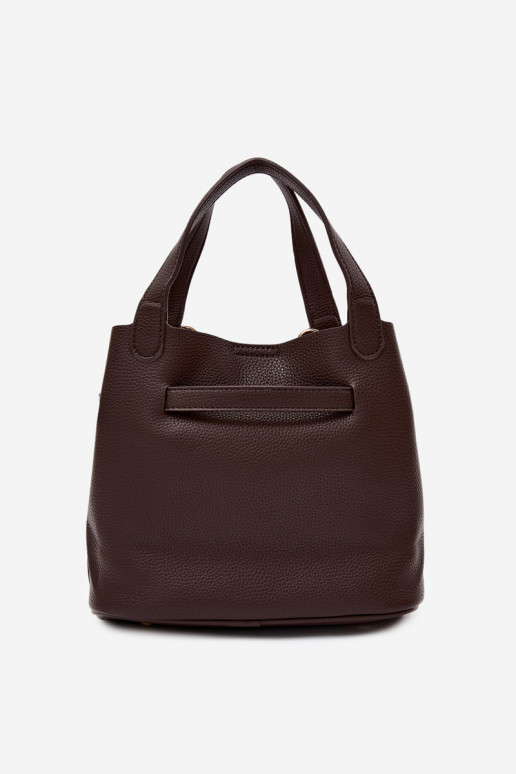 Bolsa com necessaire em couro sintético chocolate Crumble