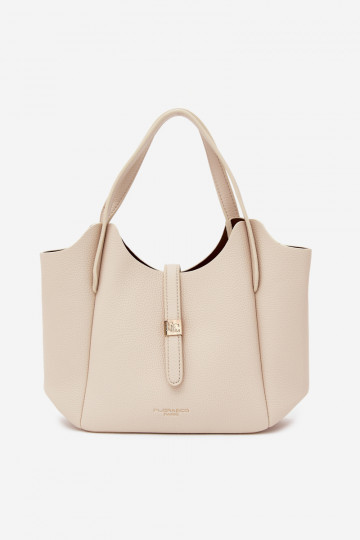 Bolsa de couro sintético em tom de areia brilhante Toffee