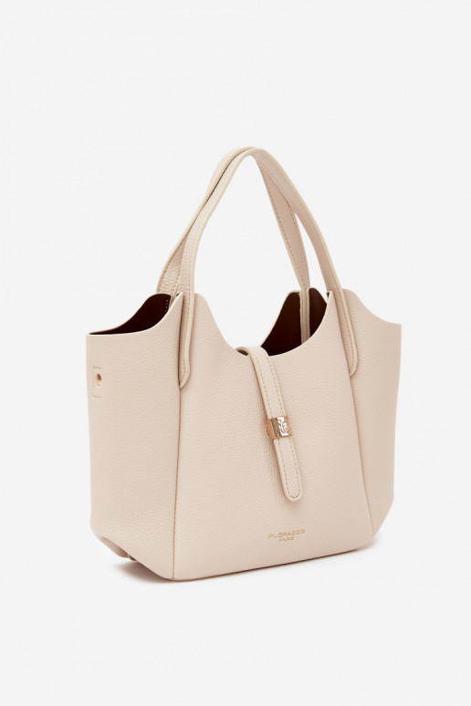 Bolsa de couro sintético em tom de areia brilhante Toffee