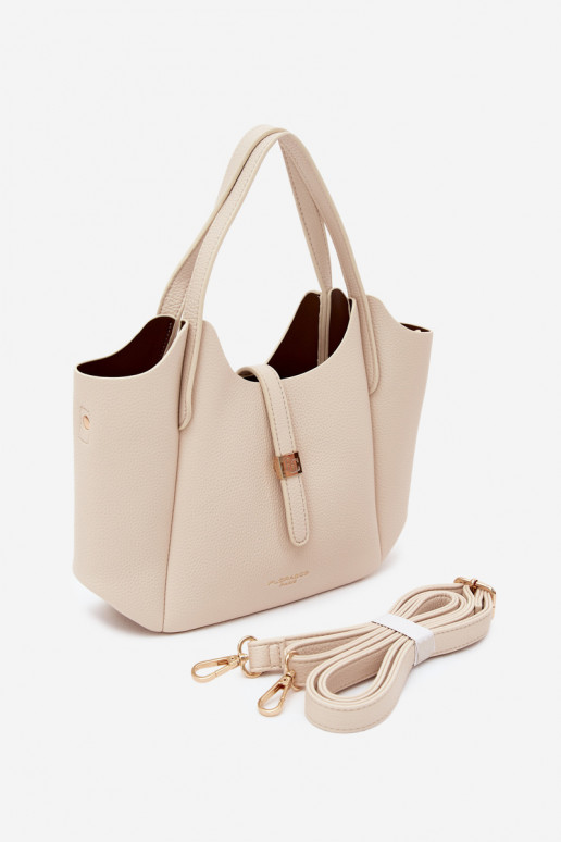 Bolsa de couro sintético em tom de areia brilhante Toffee