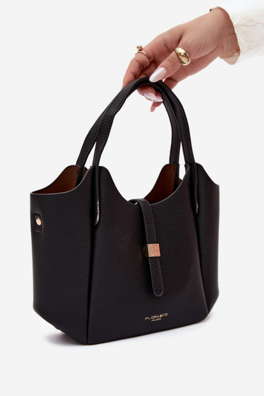 Bolsa preta de couro sintético Toffee