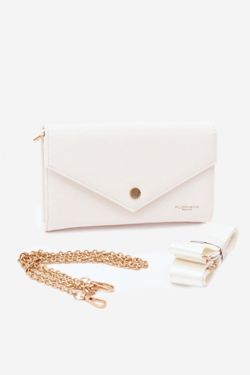 Bolsa carteira estilo envelope branca com fitas decorativas Pauline